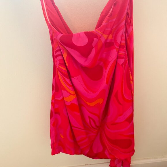 Women's Olivaceous Pink and Orange Swirl Mini Dress - Picture 3 of 5